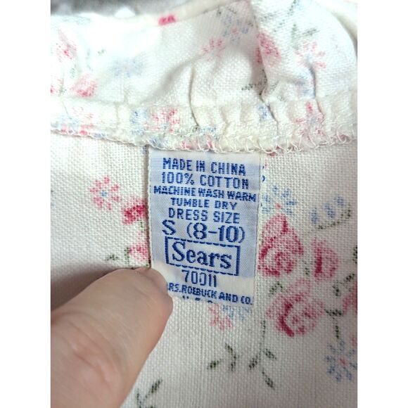 VINTAGE SEARS Floral Flannel Nightgown Cottage Cozy Soft Buttons Size Small - Picture 5 of 6